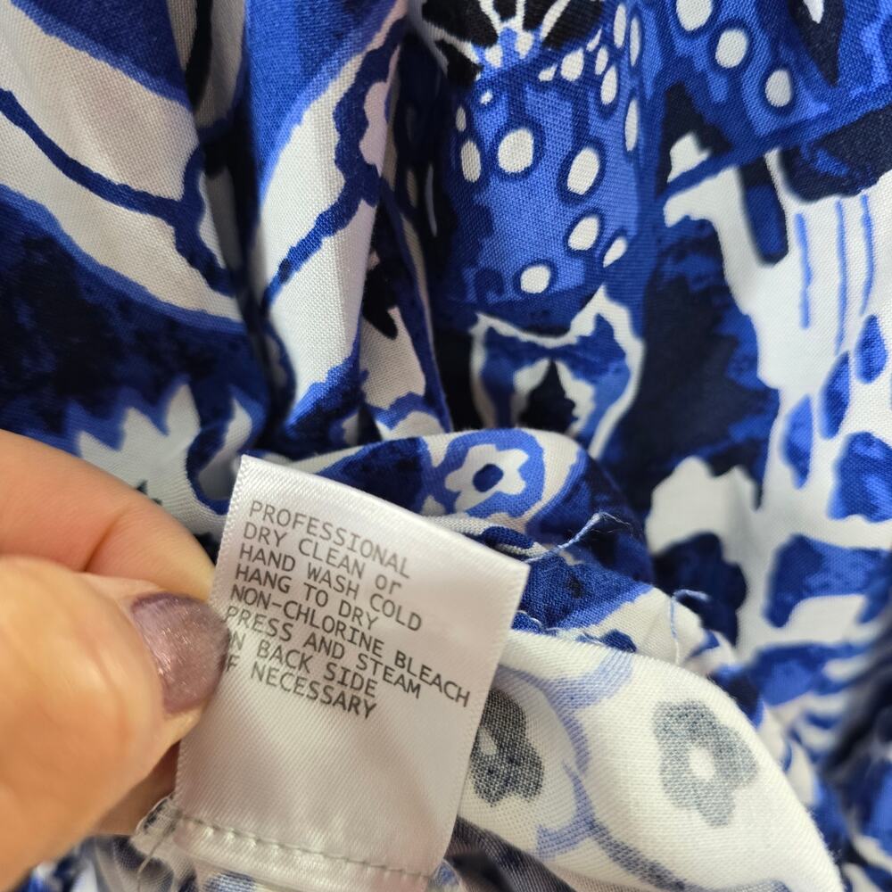 Haute Hippie Blue White Batik Print Off Shoulder Crop Blouse Top Size Small - Picture 4 of 7